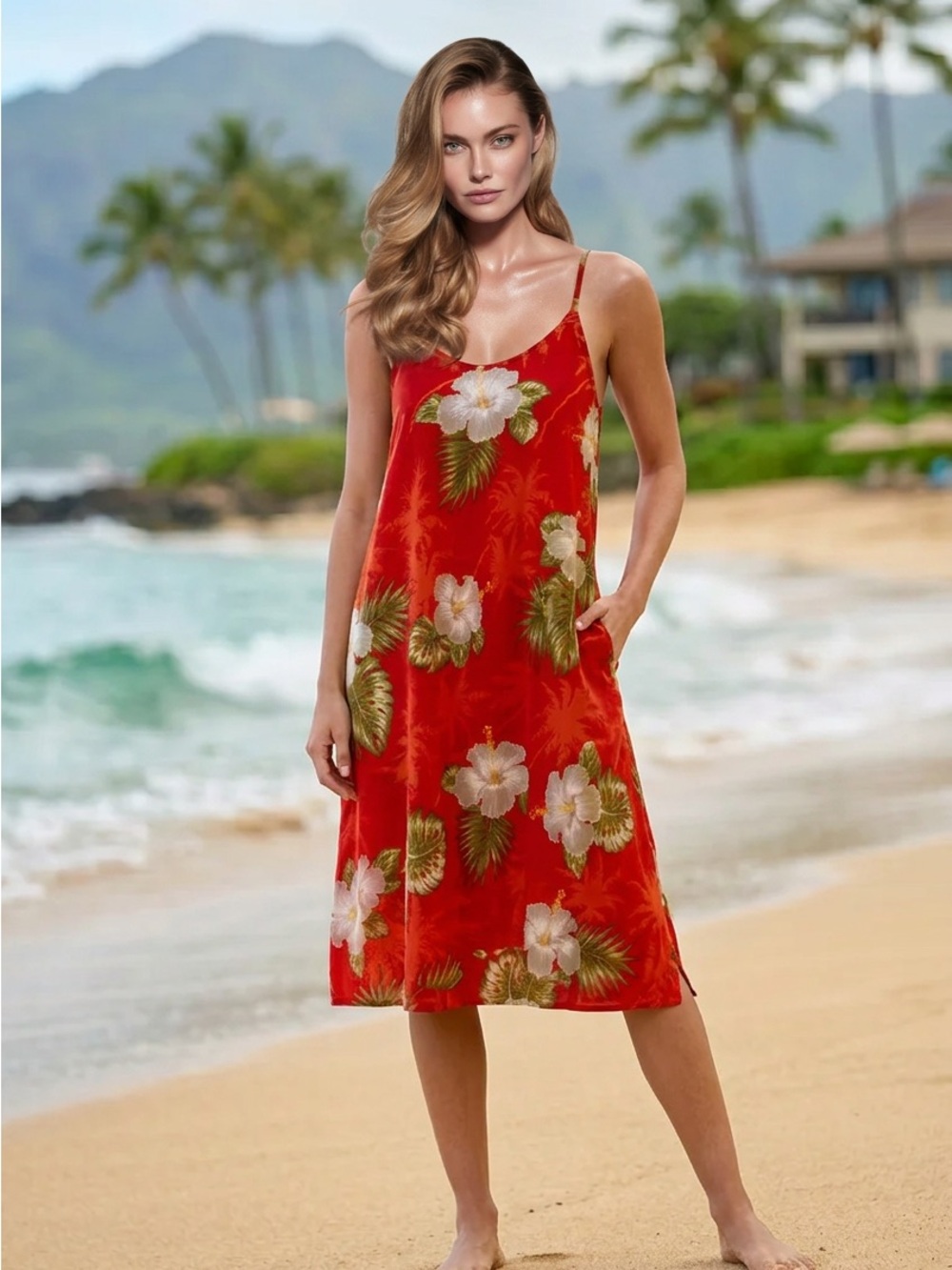 🚘 🆕 Rima Beachwear Tropical sundress set with matching scrunchie size 2X